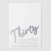 Dertig 30e verjaardag zilveren script tekst overla vellum uitnodigingen (Voorkant)