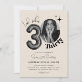 Dertig 30e verjaardag zwart beige moderne foto kaart (Voorkant)