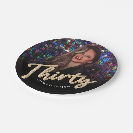 Dertig 30th Birthday aangepaste fotoscript goud Papieren Bordje (Gekanteld)