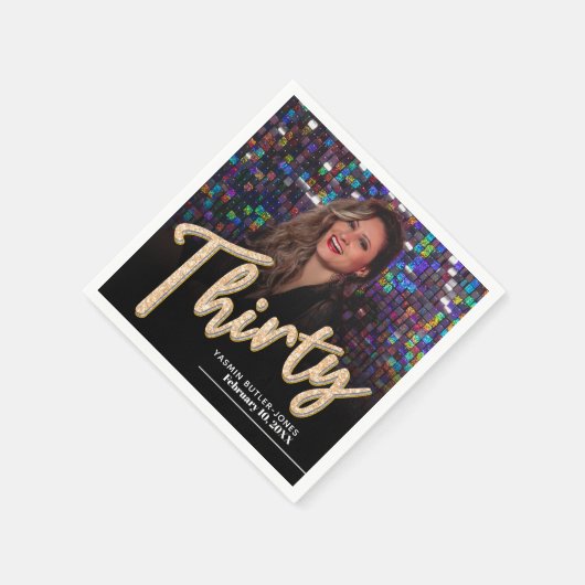 Dertig 30th Birthday aangepaste fotoscript goud Servet (Hoek)