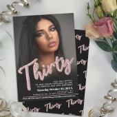 Dertig 30th Birthday fotoscript glitter roze Kaart