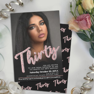 Dertig 30th Birthday fotoscript glitter roze Kaart
