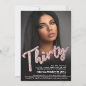 Dertig 30th Birthday fotoscript glitter roze Kaart (Voorkant)