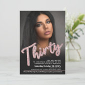 Dertig 30th Birthday fotoscript glitter roze Kaart (Staand voorkant)