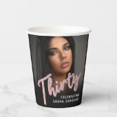 Dertig 30th Birthday fotoscript glitter roze Papieren Bekers (Achterkant)