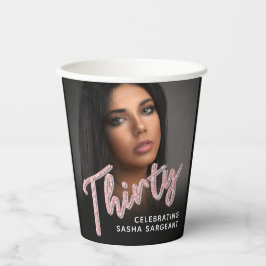 Dertig 30th Birthday fotoscript glitter roze Papieren Bekers