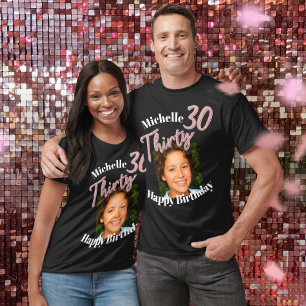 Dertig 30th Birthday fotoscript roos roze T-shirt