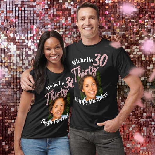 Dertig 30th Birthday fotoscript roos roze T-shirt