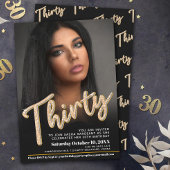 Dertig 30th Birthday fotoscript zwart goud Kaart