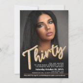 Dertig 30th Birthday fotoscript zwart goud Kaart (Voorkant)