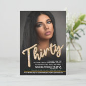 Dertig 30th Birthday fotoscript zwart goud Kaart (Staand voorkant)
