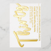 Dertig 30th Birthday party wit met gouden manuscri Folie Uitnodiging (Voorkant)