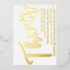 Dertig 30th Birthday party wit met gouden manuscri Folie Uitnodiging