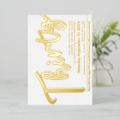 Dertig 30th Birthday party wit met gouden manuscri Folie Uitnodiging (Staand Voorkant)