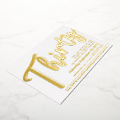 Dertig 30th Birthday party wit met gouden manuscri Folie Uitnodiging (Gedraaid)