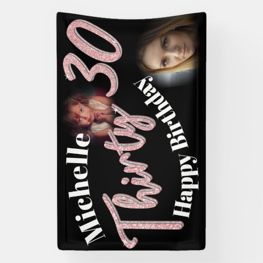 Dertig 30th Birthday twee het roze roos van het fo Spandoek (Verticaal)