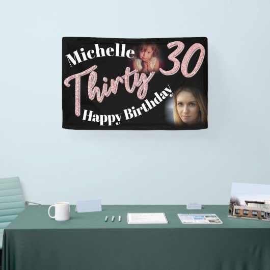 Dertig 30th Birthday twee het roze roos van het fo Spandoek (Beurs)