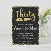 Dertig AF zwart en goud glinsterende 30e verjaarda Kaart (Staand voorkant)