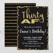 Dertig AF zwarte en goudglitter 30e verjaardag Kaart (Voorkant / Achterkant)