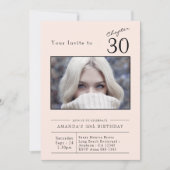 Dertig Blush Roze 30ste verjaardag Party Foto Kaart (Voorkant)