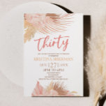 Dertig Boho Roze Bloemen 30e Verjaardagsfeest Kaart<br><div class="desc">Dit is een Dertig Boho Roze Bloembloem 30ste Verjaardagsfeestuitnodiging!</div>