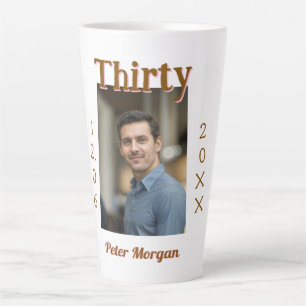 dertig bruine verjaardagsfoto man datum stijlvol t latte mok