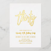 Dertig | Chic Folie Script 30th Birthday Party Uitnodiging (Voorkant)
