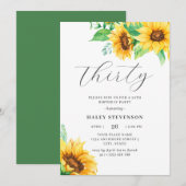 Dertig Chique Geel Zonnebloem Bloemen 30e Verjaard Kaart (Voorkant / Achterkant)