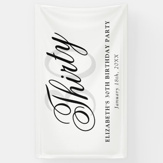 Dertig Elegant 30e verjaardagsfeestje Spandoek (Verticaal)