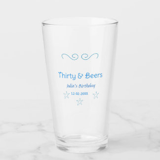 dertig en biertjes blauwe ster Spaanse verjaardags Glas