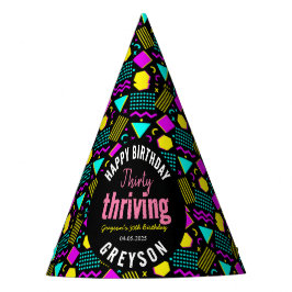 Dertig en bloeiende zwarte en retro 30e verjaardag feesthoedjes