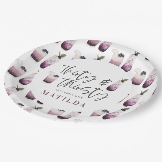 Dertig en dertigjarig 30ste verjaardagsfeest papieren bordje (Gekanteld)