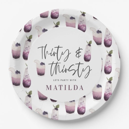 Dertig en dertigjarig 30ste verjaardagsfeest papieren bordje (Voorkant)