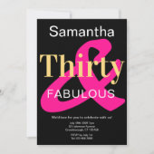 Dertig en Fabulous 30th Birthday Zwart Goud Roze Kaart (Voorkant)