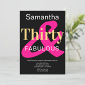Dertig en Fabulous 30th Birthday Zwart Goud Roze Kaart (Staand voorkant)