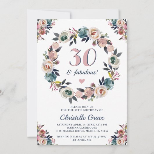 Dertig en Fabulous Elegant 30e Verjaardagsfeest Kaart (Voorkant)