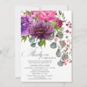 Dertig en Fabulous Elegant Floral 30th Birthday Kaart (Voorkant)