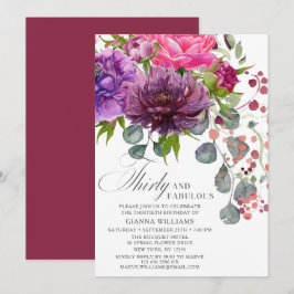 Dertig en Fabulous Elegant Floral 30th Birthday Kaart