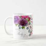 Dertig en Fabulous Elegant Floral 30th Birthday Koffiemok<br><div class="desc">Dertig en Fabulous Elegant Floral 30th Birthday Coffee Mugs is voorzien van een stijlvolle waterverf bloem in roze,  paarse en woedende stijl met groen. Voeg gewoon je aangepaste tekst toe voor je dertigste verjaardagsfeestje. Gepersonaliseerd door de tekst in de tekstvakjes uit te geven verstrekt. Ontworpen door ©Evco Studio www.zazzle.com/store/evcostudio</div>