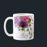 Dertig en Fabulous Elegant Floral 30th Birthday Koffiemok<br><div class="desc">Dertig en Fabulous Elegant Floral 30th Birthday Coffee Mugs is voorzien van een stijlvolle waterverf bloem in roze,  paarse en woedende stijl met groen. Ontworpen door ©Evco Studio www.zazzle.com/store/evcostudio</div>