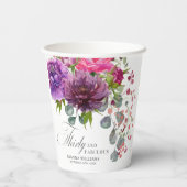 Dertig en Fabulous Elegant Floral 30th Birthday Papieren Bekers (Achterkant)