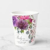 Dertig en Fabulous Elegant Floral 30th Birthday Papieren Bekers (Voorkant)