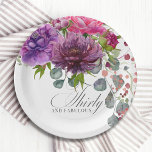Dertig en Fabulous Elegant Floral 30th Birthday Papieren Bordje<br><div class="desc">Dertig en Fabulous Elegant Floral 30th Birthday Paper Party Borden zijn voorzien van een stijlvolle waterverf bloem in roze,  paarse en glanzende stijl. Ontworpen door ©Evco Studio www.zazzle.com/store/evcostudio</div>