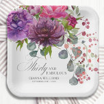 Dertig en Fabulous Elegant Floral 30th Birthday Papieren Bordje<br><div class="desc">Dertig en Fabulous Elegant Floral 30th Birthday Party Paper Borden zijn voorzien van een stijlvolle waterverf bloem in roze,  paarse en glanzende stijl. Voeg gewoon je aangepaste tekst toe voor je dertigste verjaardagsfeestje. Gepersonaliseerd door de tekst in de tekstvakjes uit te geven verstrekt. Ontworpen door ©Evco Studio www.zazzle.com/store/evcostudio</div>