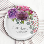 Dertig en Fabulous Elegant Floral 30th Birthday Papieren Bordje<br><div class="desc">Dertig en Fabulous Elegant Floral 30th Birthday Party Paper Borden zijn voorzien van een stijlvolle waterverf bloem in roze,  paarse en glanzende stijl. Voeg gewoon je aangepaste tekst toe voor je dertigste verjaardagsfeestje. Gepersonaliseerd door de tekst in de tekstvakjes uit te geven verstrekt. Ontworpen door ©Evco Studio www.zazzle.com/store/evcostudio</div>