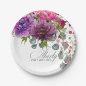 Dertig en Fabulous Elegant Floral 30th Birthday Papieren Bordje (Voorkant)