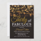 Dertig en Fabulous Glitter Verjaardagsuitnodiging Kaart (Voorkant)