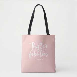 Dertig en fantastisch roze script tekst tote bag