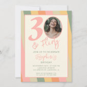 Dertig en Flirty Boho Roze Foto Verjaardagsfeest Kaart (Voorkant)