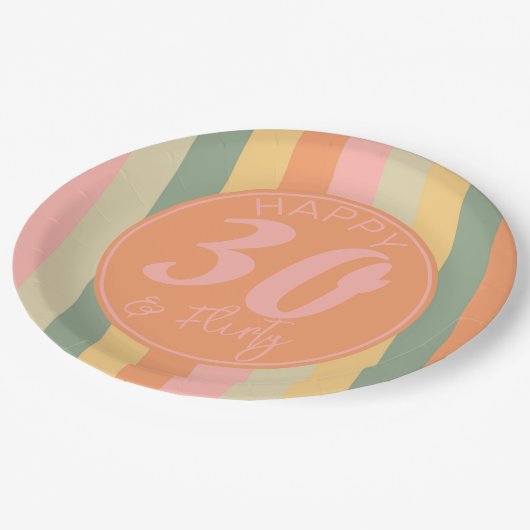 Dertig en Flirty Boho Roze Foto Verjaardagsfeest Papieren Bordje (Gekanteld)